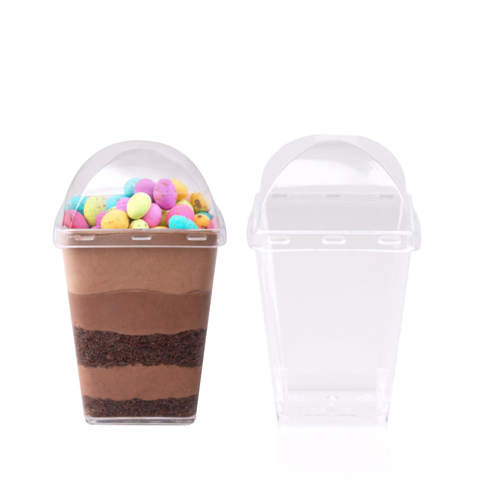 Plastic Dessert Square Tub + Lid 150ml